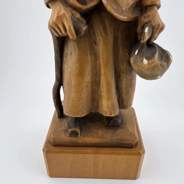 VTG Anri Old Lady With Cat & Cane Hand Carved Wood Figurine Italy 1950-60s 3