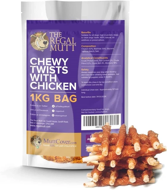 The Regal Mutt - Chewy Twists with Chicken - 1kg Bag