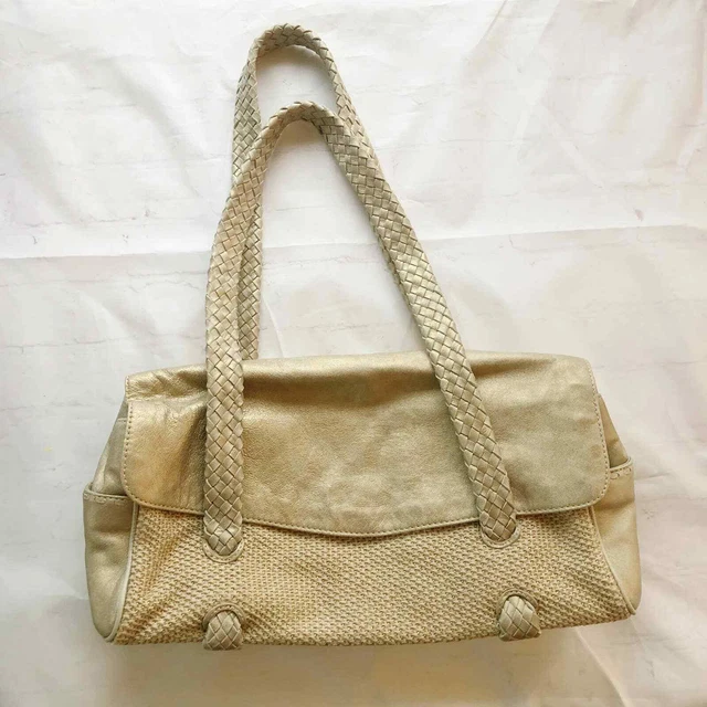 [Sigrid Olsen] Gold leather and woven fabric purse