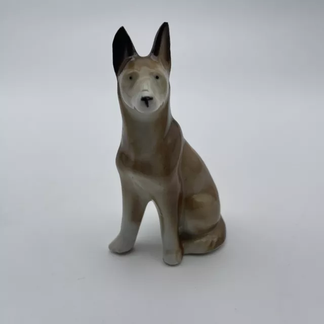 Vintage German Shepherd Dog Ceramic Porcelain Figurine Made In Germany