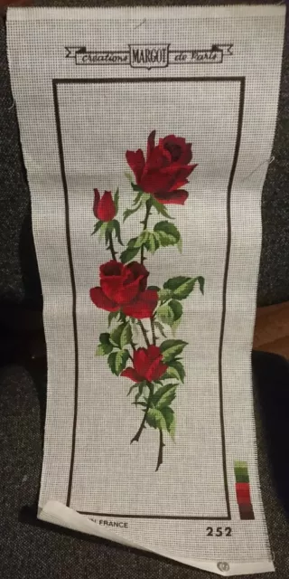 TAPESTRY CANVAS ONLY 'RED ROSES' - 18 x 48.5cm - NEW