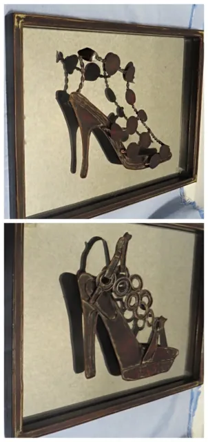 Hand Forged UTTERMOST Wall Art Sculptures of High Heels Mirror Background