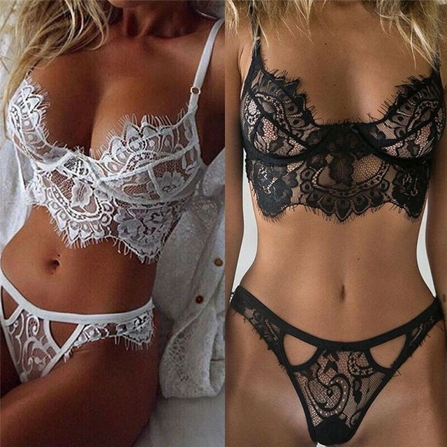 Sous-vêtements en dentelle femme soutien-gorge lingerie bralette creux bikini G
