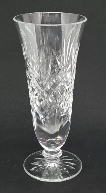 Clear cut glass vintage Art Deco antique footed spill vase