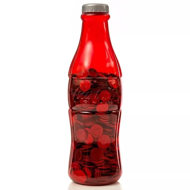 Coca Cola Large Bottle Bank Coin Money Jar Piggy Savings Penny Nickel Quarter