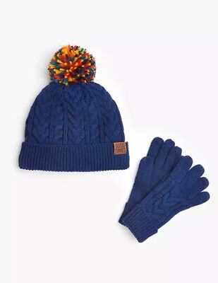 John Lewis Girls Navy Cable Knit Hat & Gloves Set Age 6-8 Years *BNWT*