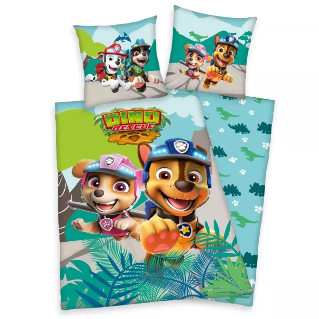 Paw Patrol Dino Rescue Linge de Lit Réversible Set 2 tlg.135x200cm 80x80cm