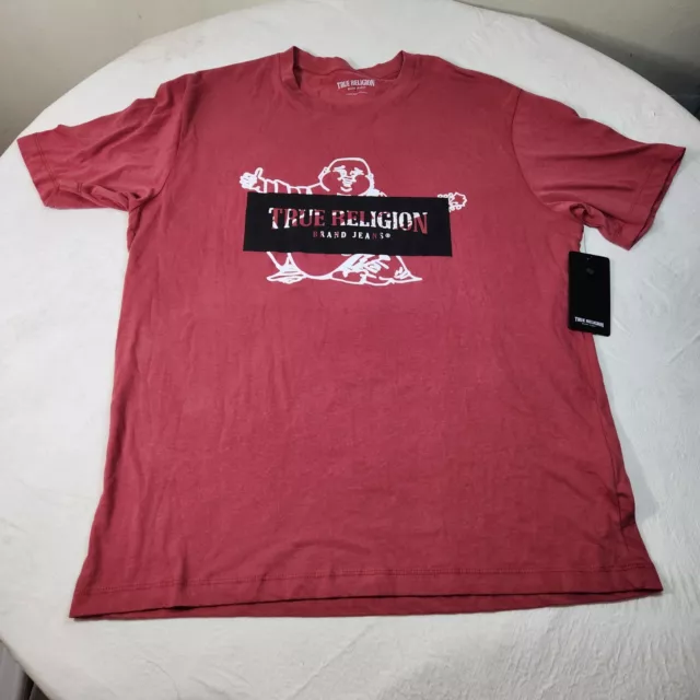 True Religion Men's Heart Red Short Sleeve T shirt XL Buddha Logo Tr New  (BB) 3