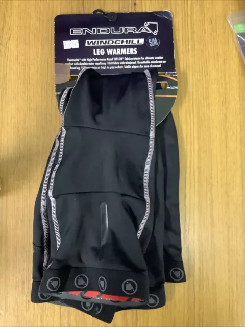 Endura Windchill Leg Warmers Small - Medium Black Reflective Zip