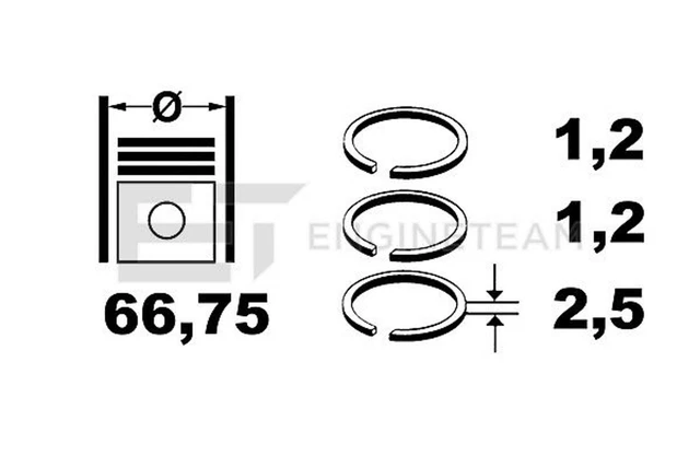 Set anelli pistoni ET ENGINETEAM R1008925 per SMART CITY 450 ROADSTER 452 FORTWO 330