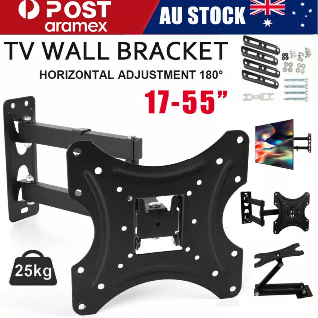 Full Motion TV Wall Mount Bracket Swivel Tilt 32 37 40 42 50 52 55In LED LCD AU