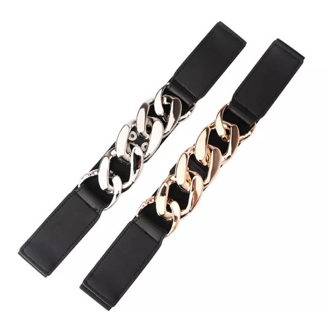 Metal Chunky Chain Belt Punk Style Elastic Waist Seal Suit Leather Belt