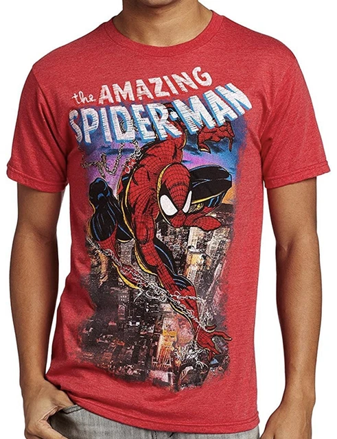 Marvel Mens The Amazing Spider-Man Graphic T-Shirt Size XL Red Comfort Relax Fit