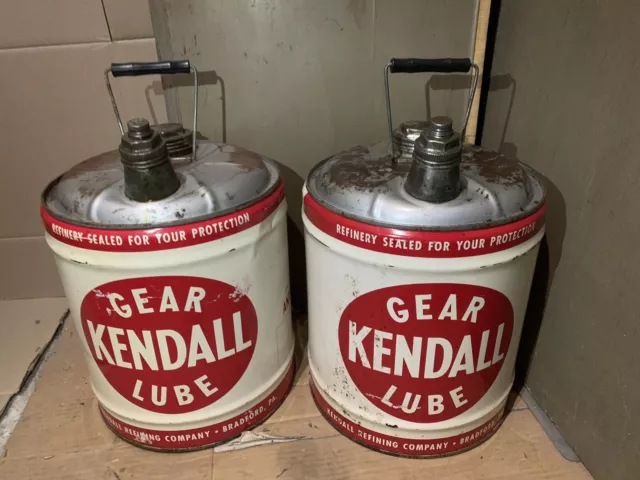 Bidone Olio Gear Kendall Lube Anni 70 Arredo Lanterne Latta Made In Usa 2 Pezzi