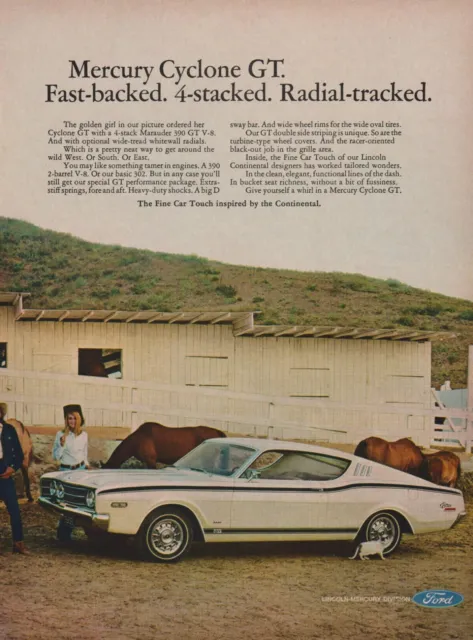 1968 Mercury Cyclone GT 390 Vintage Print Ad
