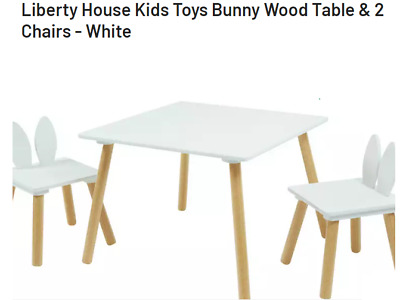 kids Table 2 Chairs Liberty House Toys Bunny Wood White set children gift small