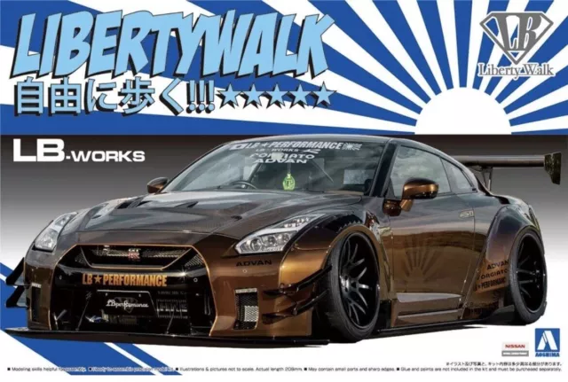 Aoshima Liberty Walk 1:24 Nissan R35 GT-R Tipo 2 Ver. 1 kit modello in...