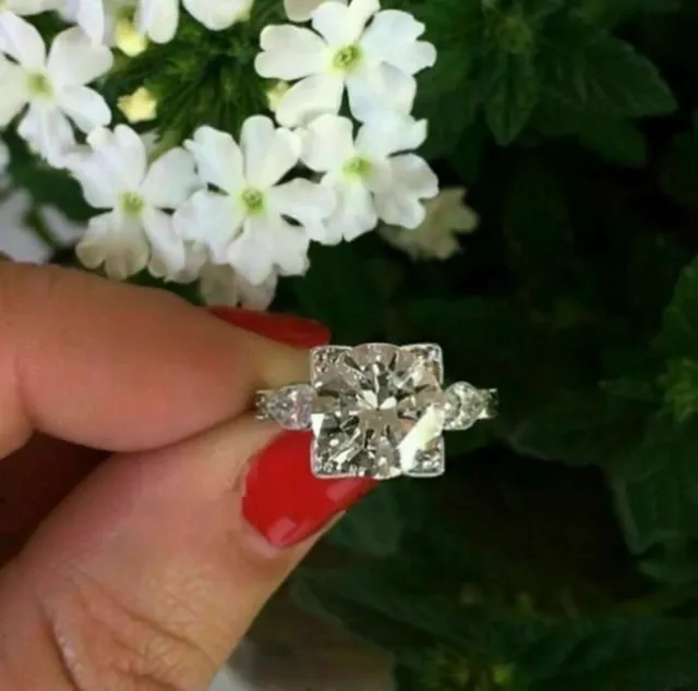 11MM Old European Cut Moissanite Art Deco Style Engagement Ring 14K White Gold