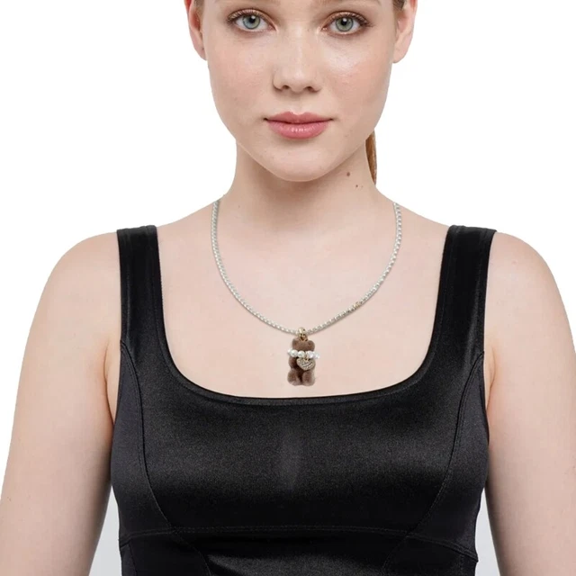 Cute Heart Bear Pendant Necklace Pearl Chain Choker Fashion Collar Necklace