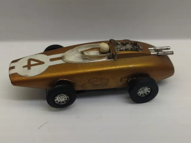 Tyco HO Scale Thunderjet Slot Car:  #4 Gold and White Indy Car