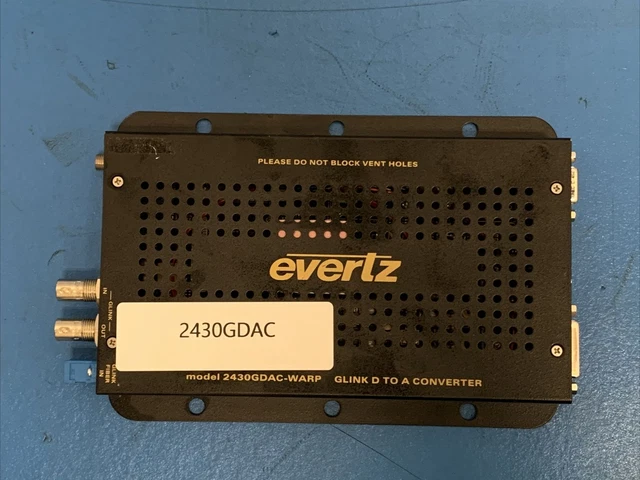 Evertz 2430GDAC GLink D to A Converter Fiber Coaxial DVI-I Digital & Analog w/PS