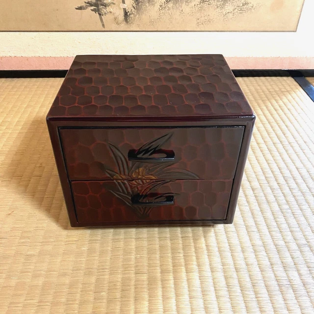 Japanese Vintage Sewing box HARIBAKO Small chest Wooden Box Tansu Kamakurabori