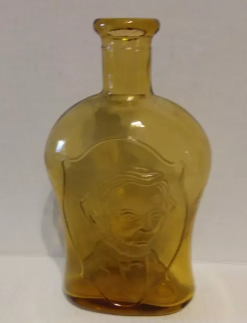 Vintage Amber Glass Embossed Bottle - President Abraham Lincoln - Empty - Lr2