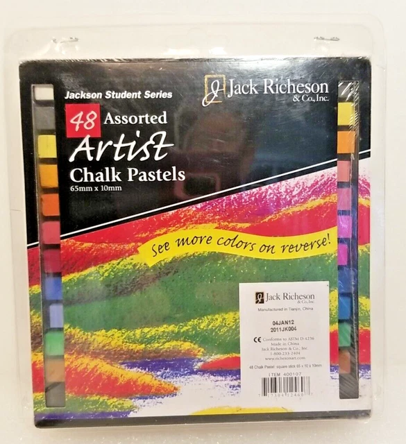 Pasteles de tiza cuadrados suaves de artista Jack Richeson, colores surtidos, conjunto de 48
