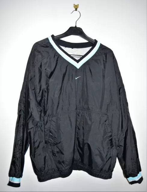 Vintage Nike 90's Black Pullover Anorak, Rare, Smock Jacket Size L