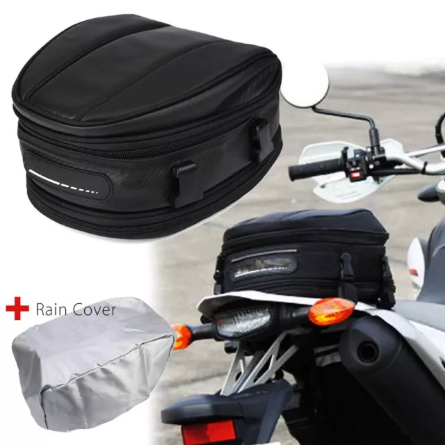 Motorcycle Rear Tail Tank Bag Pillion Seat Expandable Travel Luggage Helmet Pack