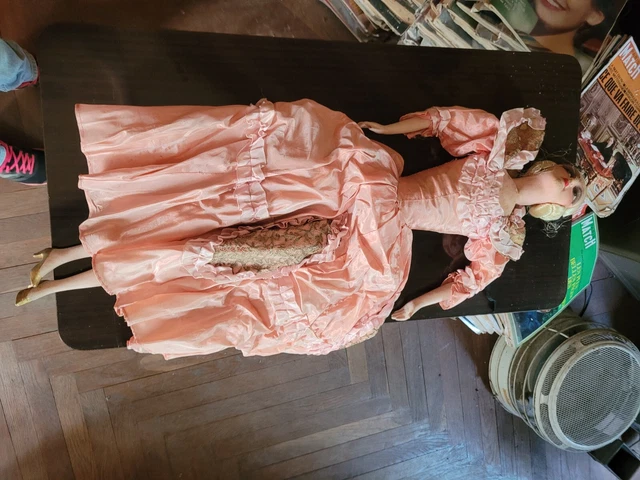 Grande Poupée Ancienne 75 Cm ELVE SL – Robe Fleurie, Sac, Années 60