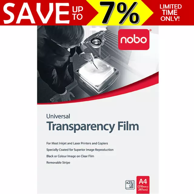 NOBO A4 OHP Universal Inkjet Laser Transparency Film Overhead Projector UF0025