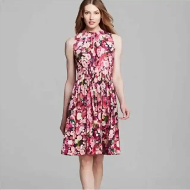 KATE SPADE Rose Print Tie Back Dress