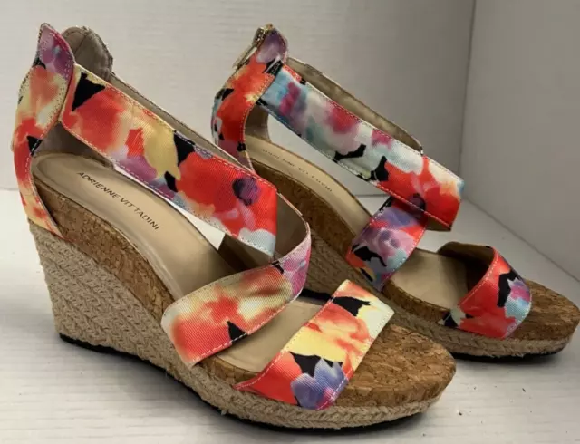 Adrienne Vittadini Women 8.5 39 AV Clarity Espadrilles Zip Floral Wedge Sandal