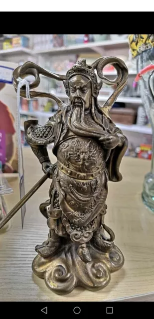 China Bronze Dragon Guan Gong Yu Yunchang Warrior God.