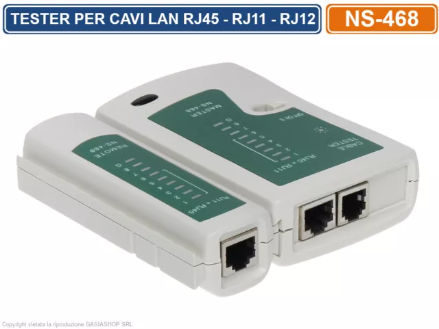 Tester Per Cavo Di Rete Lan Telefonico Rj45 Rj11 Rj12 Network Ethernet Test Cavi