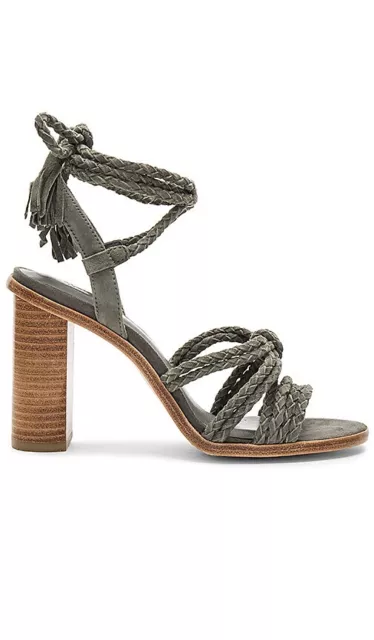 Joie Banji Sandal Braided Strappy Lace-up Block Heel in SAGE size 37