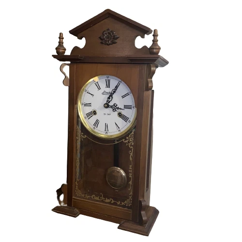 VINTAGE D & A Regulator Clock Wind Up Chiming Wall Hanging Wooden with
