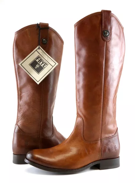 Frye Melissa Button Leather Riding Boot Brown Women Sz 7.5 B 6807 *