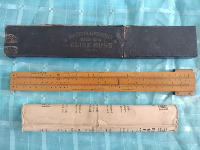 1928 KEUFFEL & ESSER CO. SLIDE RULE 4058 C, Vintage Antique w/ Instructions