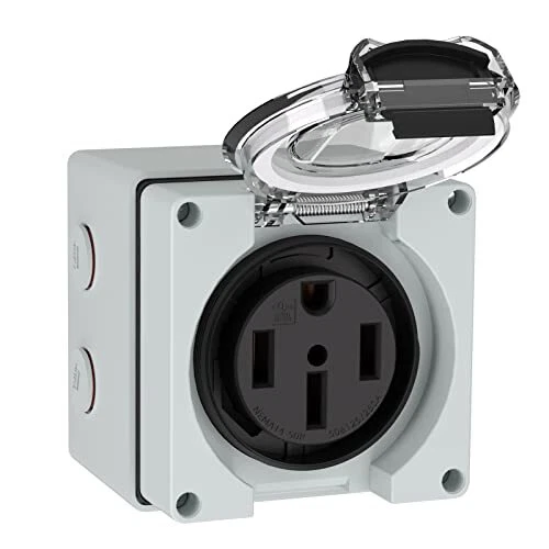 50Amp Power Outlet Box,125/250Volt NEMA 14-50R Receptacle Outdoor dustproof andn