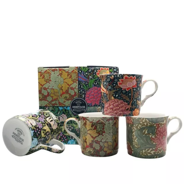 William Morris Mug Set Heritage Morris Collection 4 Fine Bone China Coffee Cups