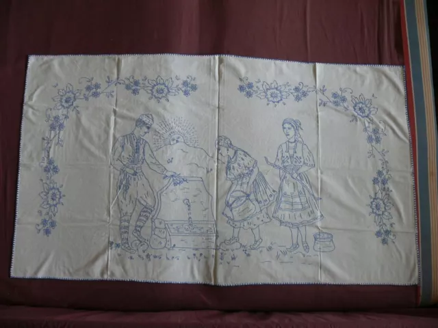 Beautiful Vintage Hand Embroidered Tapestry 132cm/76cm(52''x30'') #1846