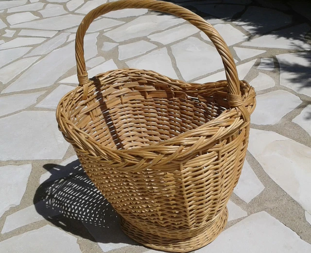 Grand Panier De Pêche Creel En Osier Vintage - Jamais Utilisé (objet Déco)