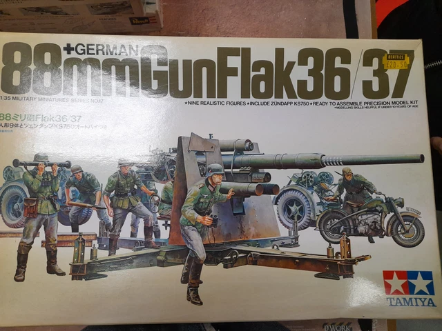 Maquette Militaire Construite Et Peinte : Canon Flak 88 Allemand WWII 1:35 - Réalisée Par Des Professionnels, Tamiya