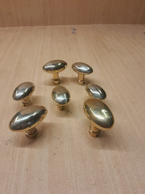 Lot De 4 Poignées De Porte Carrées - Bois Et Laiton - Vintage Années 50-60