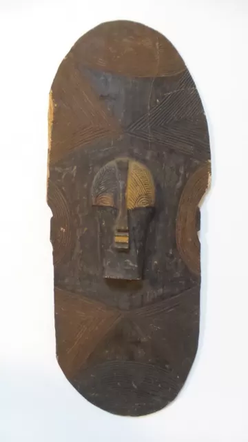 Incredible Large Antique Songye Tribe Wood Kifwebe Shield, Congo, Africa - 30"