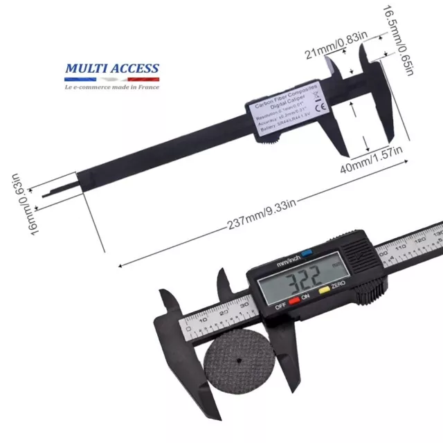 Pied à Coulisse 150mm digital LCD numérique micromètre Vernier Caliper + Pile 3