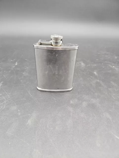 Vintage Monogrammed Whiskey Pocket Rocket Hip Flask 4oz Stainless Steel B4