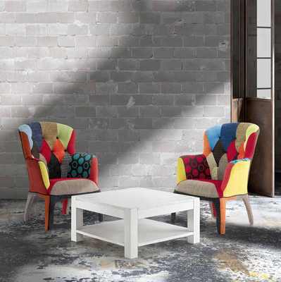 Ausla Home Tavolino da Salotto con vano portaoggetti 80 x 40 x 42 cm Bianco 
